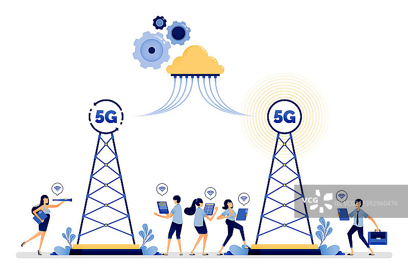 5G通信塔安装设计图片素材