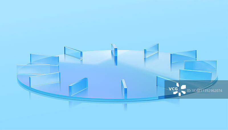 淡蓝色亚克力透明时钟平放元素图片素材