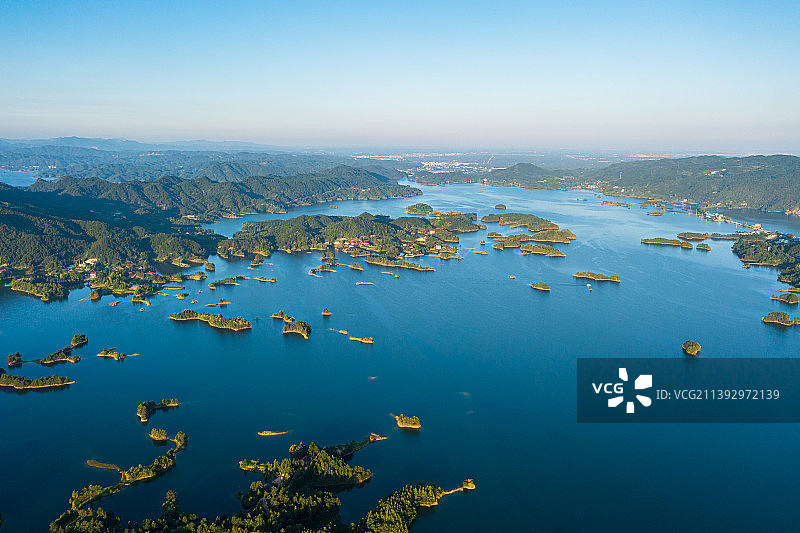 航拍湖南岳阳饮用水源地，铁山水库图片素材