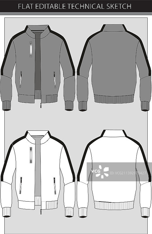 开襟拉链夹克平面草图图片素材