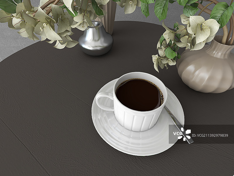 咖啡桌上的风景图片素材