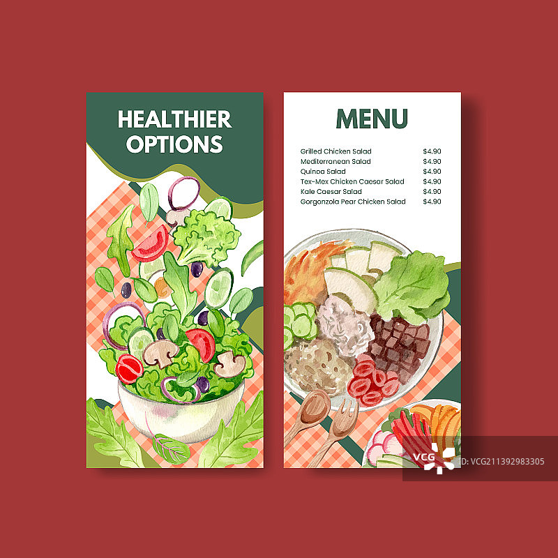 健康沙拉菜单模板图片素材