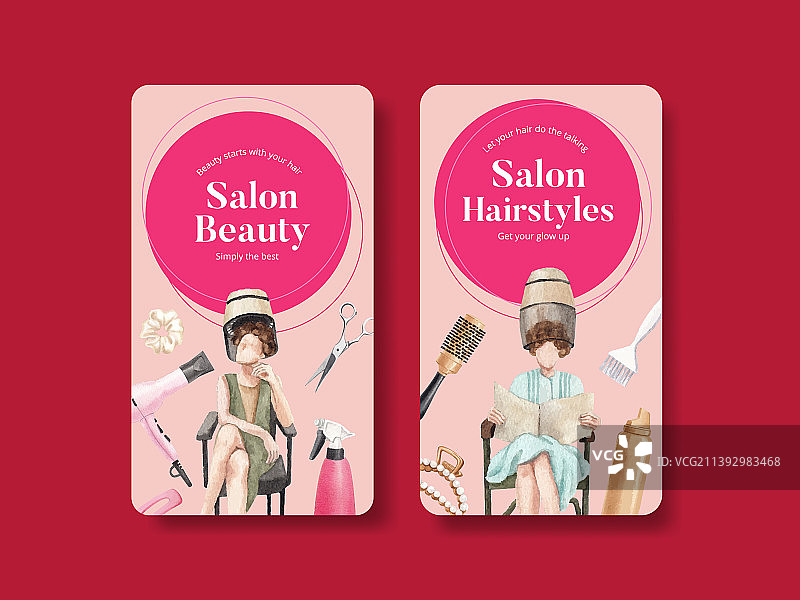 带有美发沙龙元素的Instagram模板图片素材