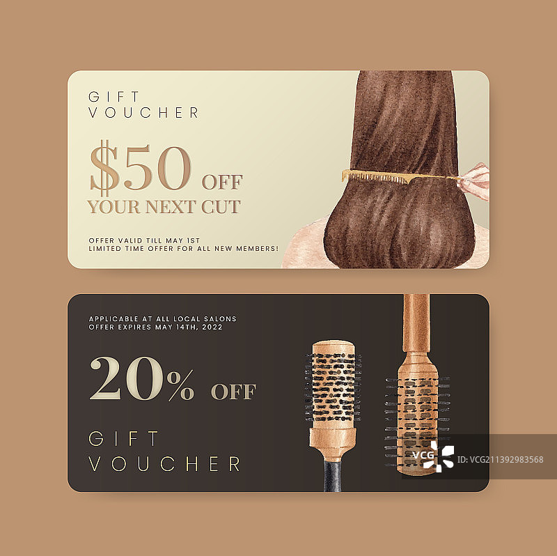 带沙龙美发的礼券模板图片素材