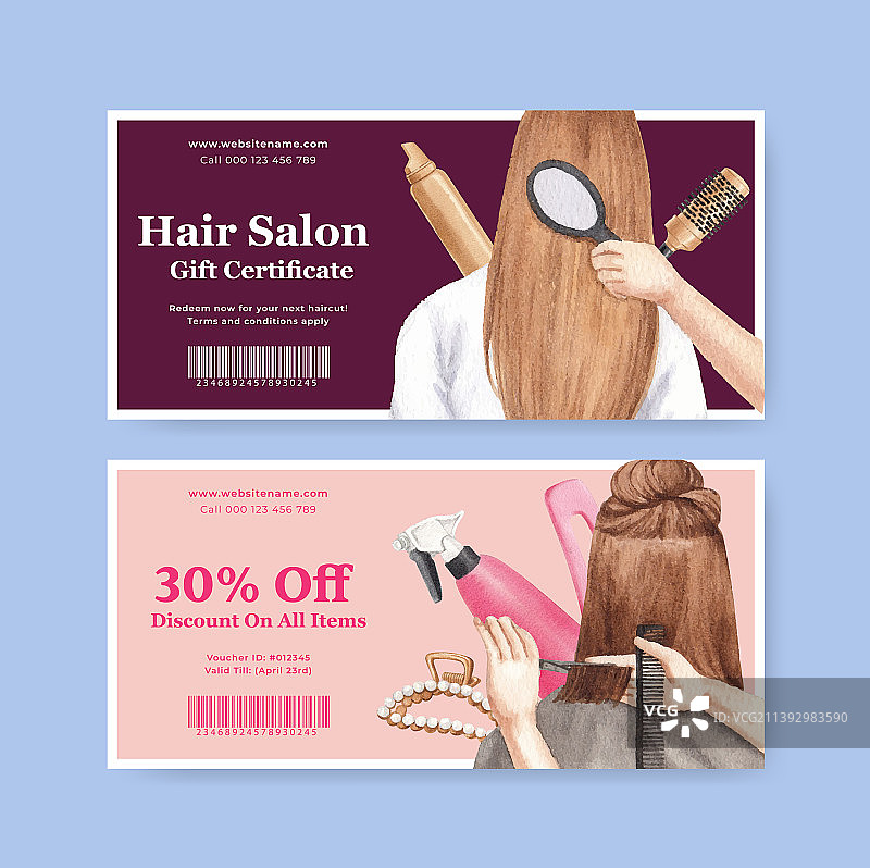 带沙龙美发的礼券模板图片素材