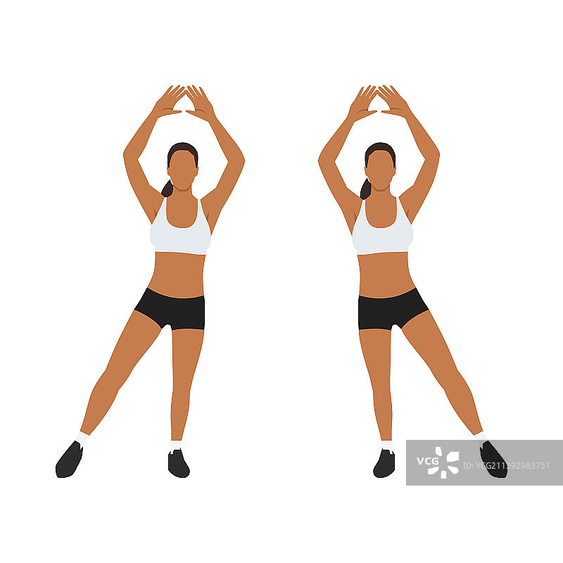 女人做改良版开合跳运动图片素材