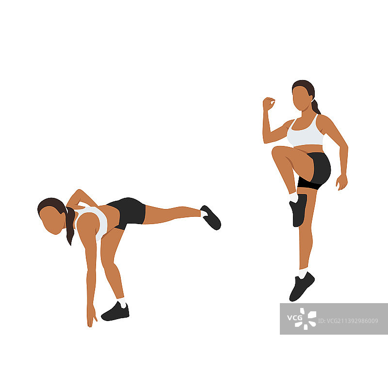 女人做触地跳跃运动图片素材