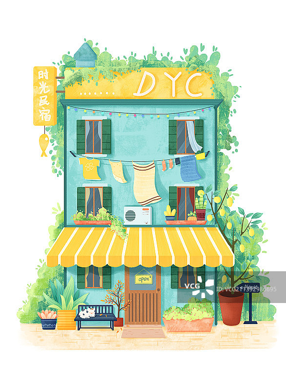 室外建筑小屋肌理质感插画图片素材