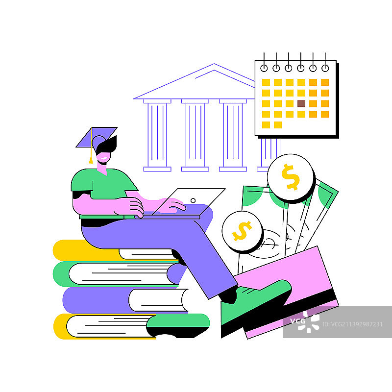 学生贷款延期还款抽象概念图片素材