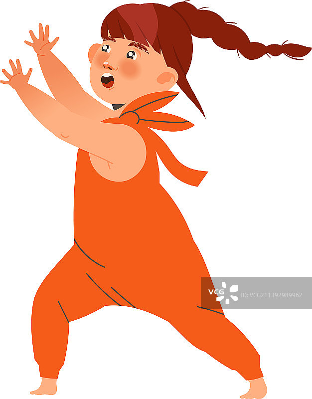 穿着连身裤的吵闹小女孩图片素材