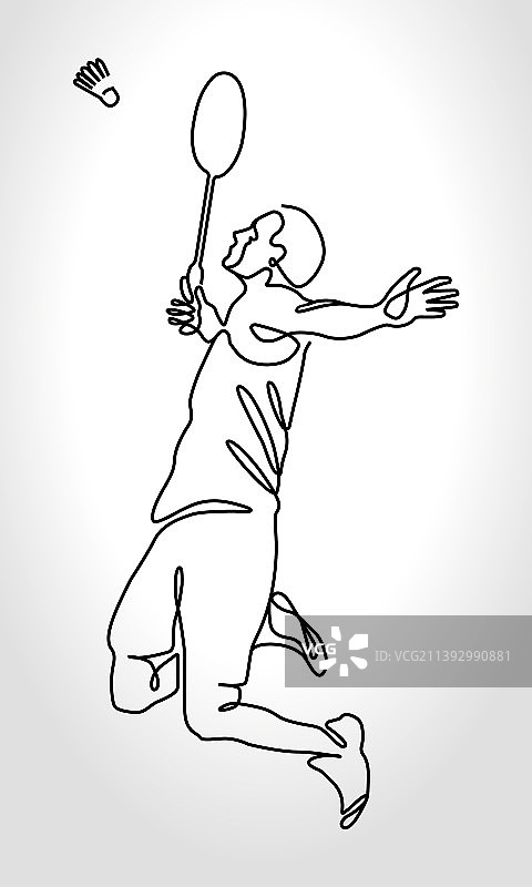 羽毛球单线连续画图片素材
