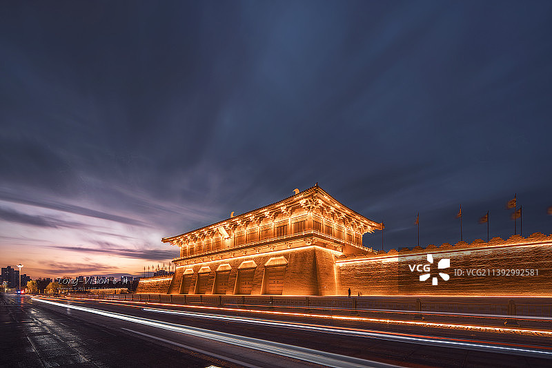 西安丹凤门夜景图片素材