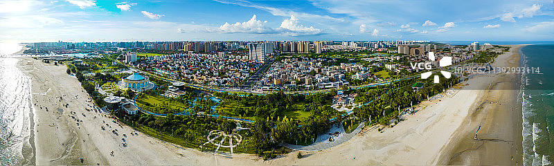 北海银滩城市建筑全景图片素材