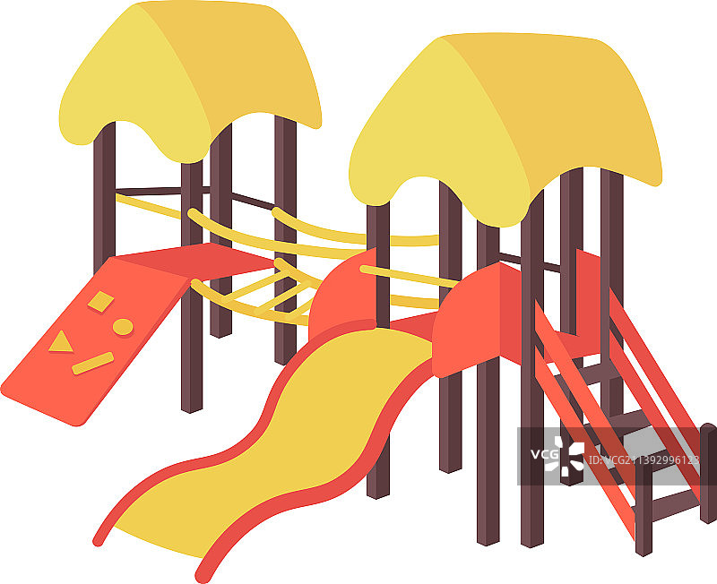 塑料滑梯半扁平色对象图片素材