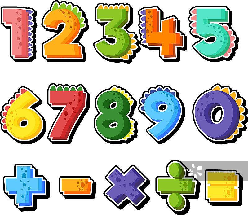 数字0到9和数学符号计数图片素材