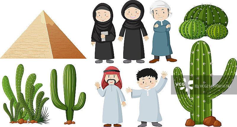 阿拉伯人和仙人掌植物图片素材