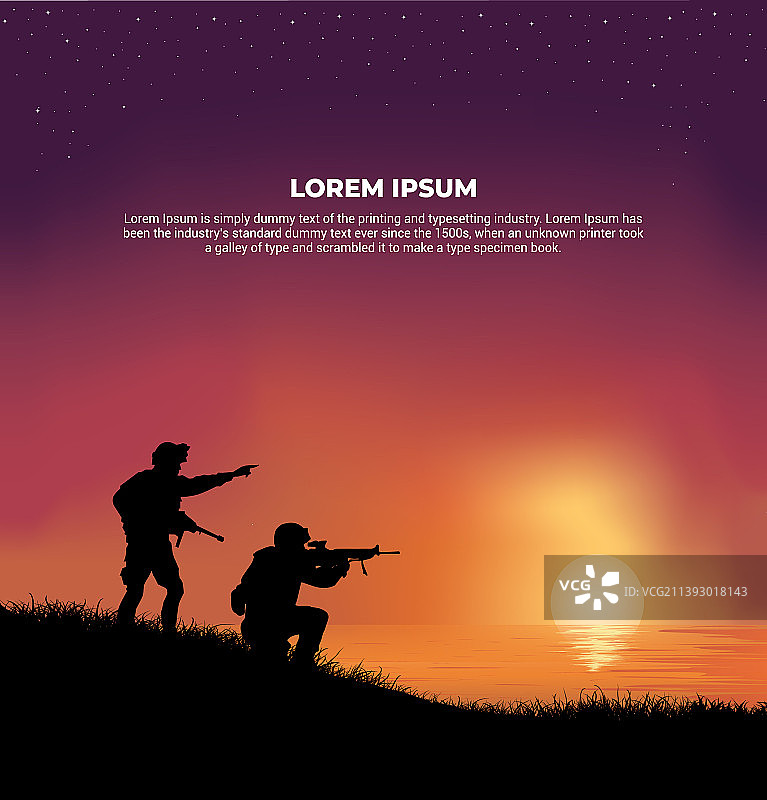 夕阳背景下的士兵图片素材