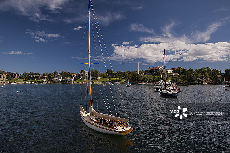 绿树成荫的海湾图片素材