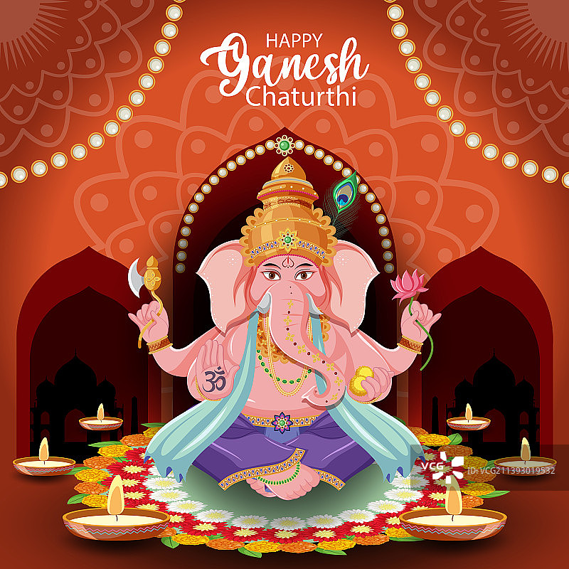 Ganesh Chaturthi节海报图片素材