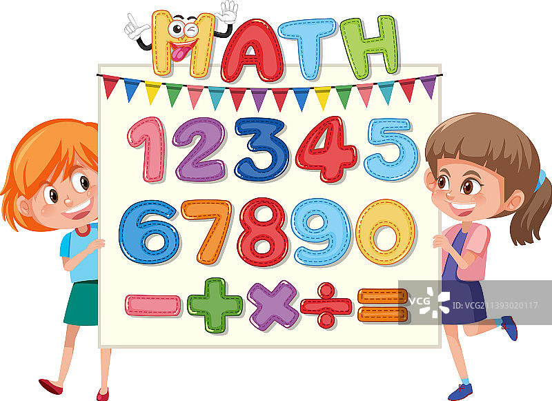 从零到九的数字计数和数学图片素材