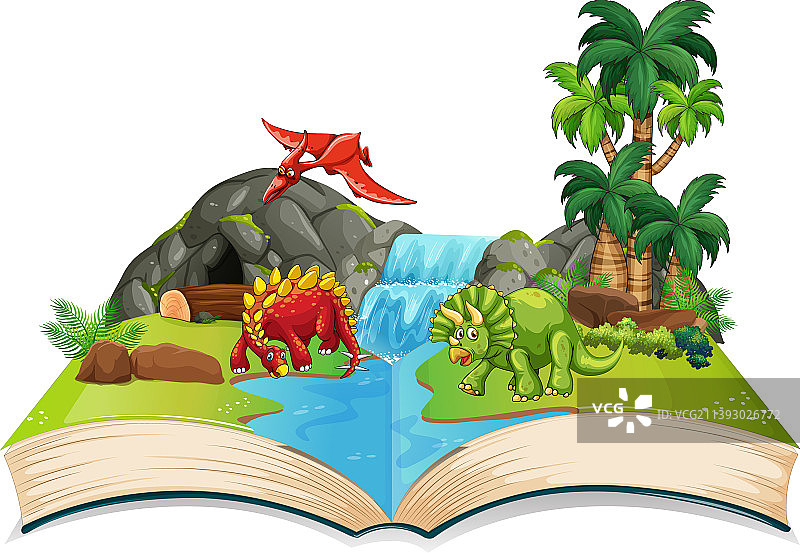 森林里的恐龙书图片素材