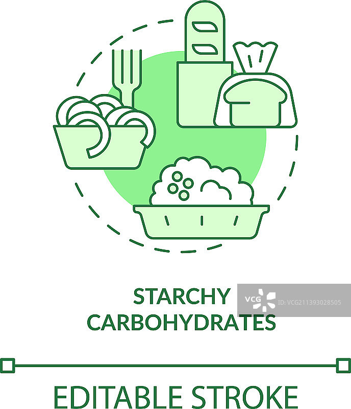 含淀粉的碳水化合物绿色概念图标图片素材