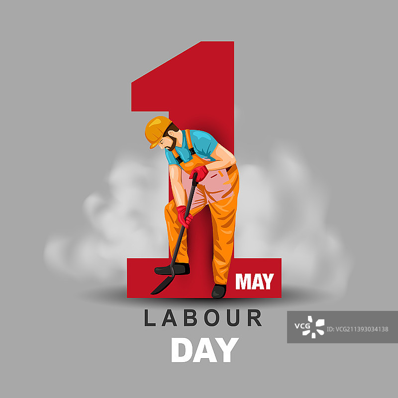 灰色背景下的劳动节快乐工人图片素材