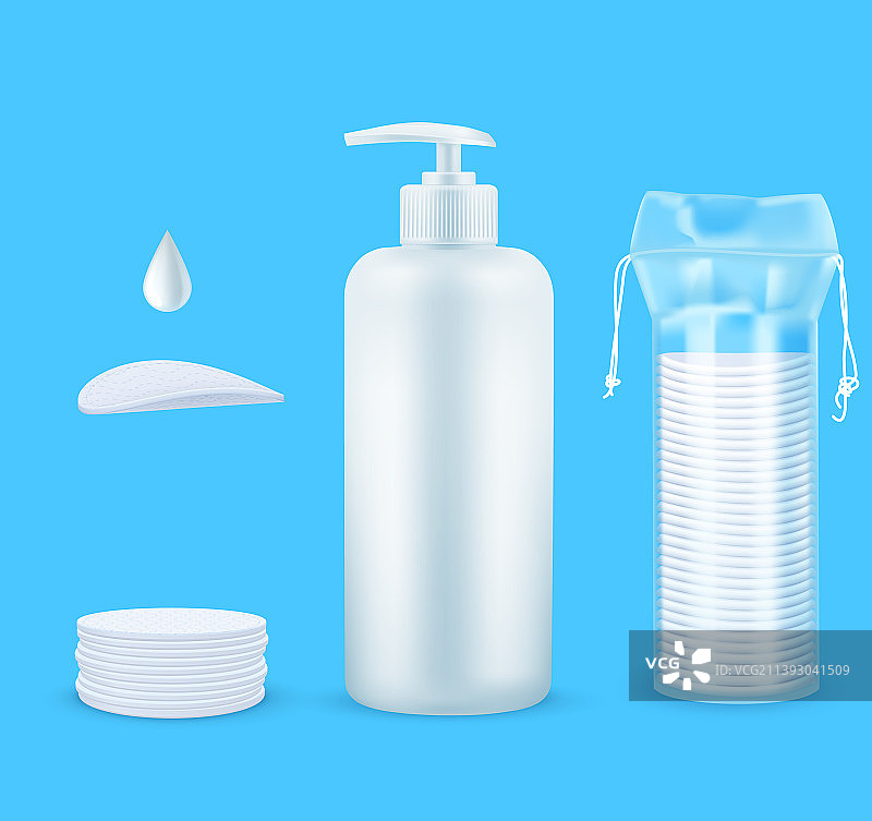 面部皮肤护理和卸妆写实套装图片素材