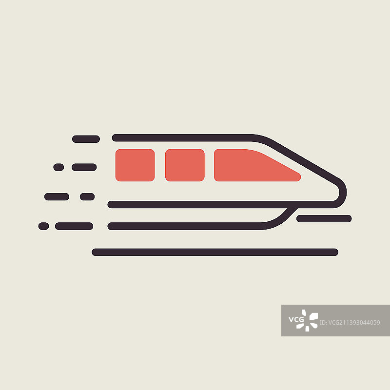 单轨高速现代列车扁平图标图片素材