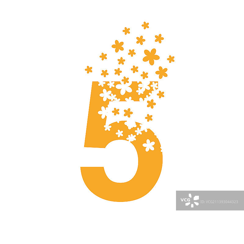 数字5溶解成花朵云图片素材