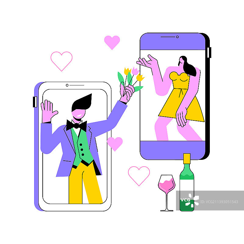 在线约会抽象概念图片素材