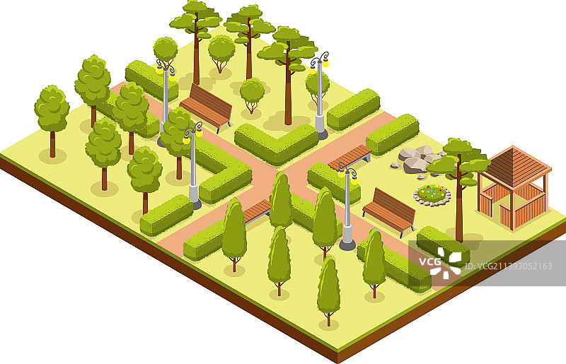 2.5D公园车道构成图片素材
