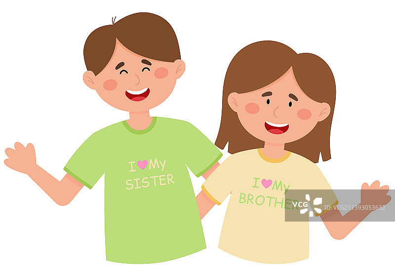 可爱的兄妹互相拥抱图片素材