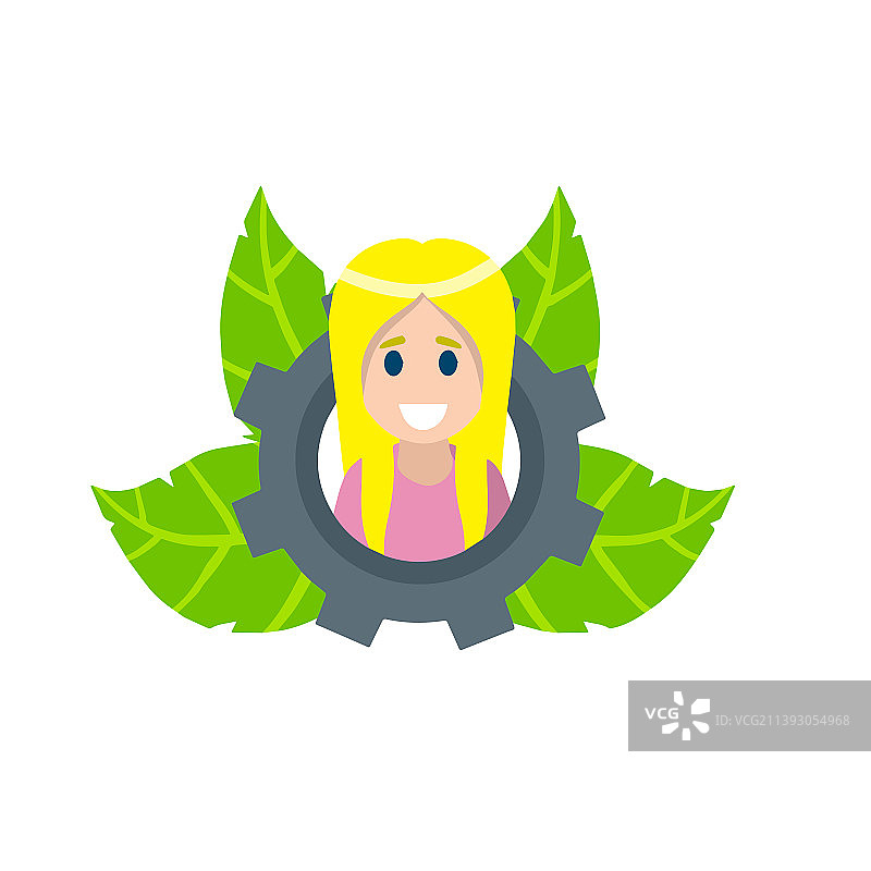 齿轮中的女性头像图片素材