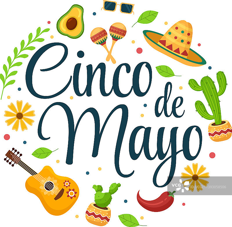 五月五日节墨西哥假日庆祝卡通图片素材