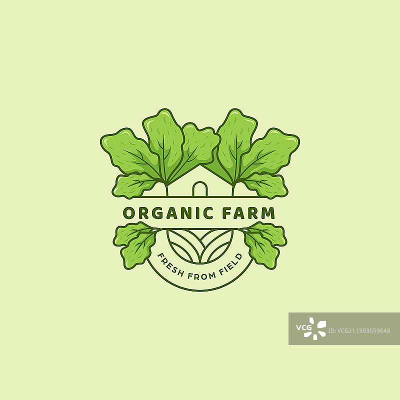 有机绿色生菜农场logo单线图标图片素材
