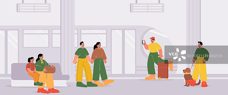 站台上候车的人群和列车图片素材