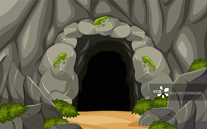 森林中的天然洞穴背景图片素材