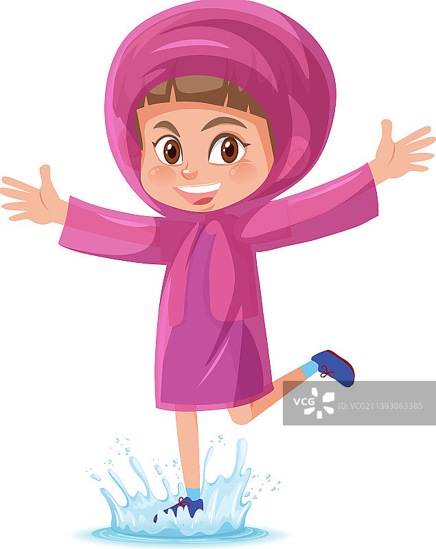穿着雨衣的小女孩图片素材