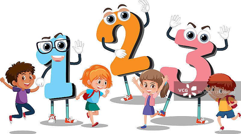 八个孩子与数字8的结合图片素材