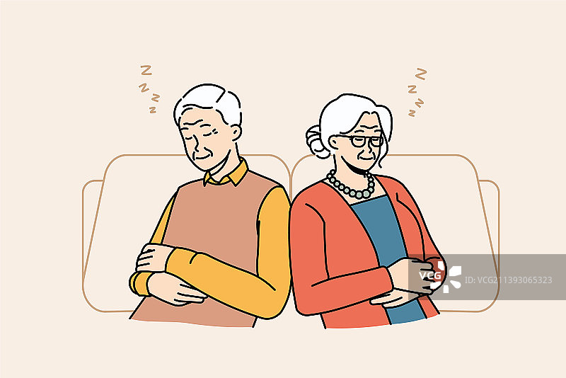 疲惫的老年祖父母在椅子上休息图片素材