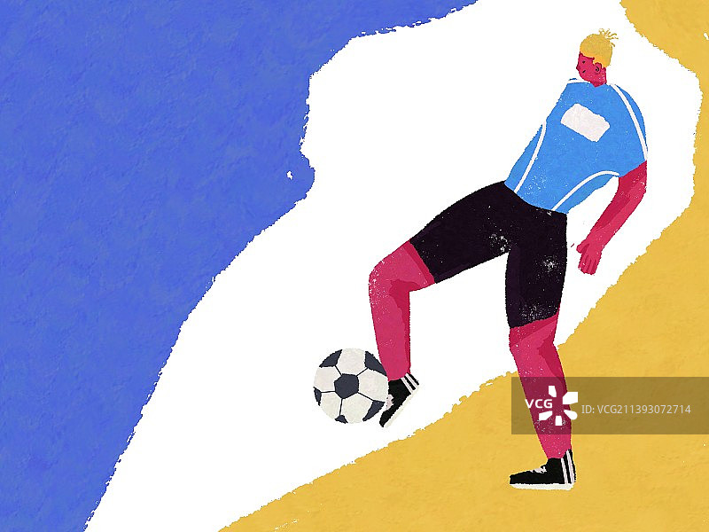 一个正在踢足球顶球的男子运动员图片素材