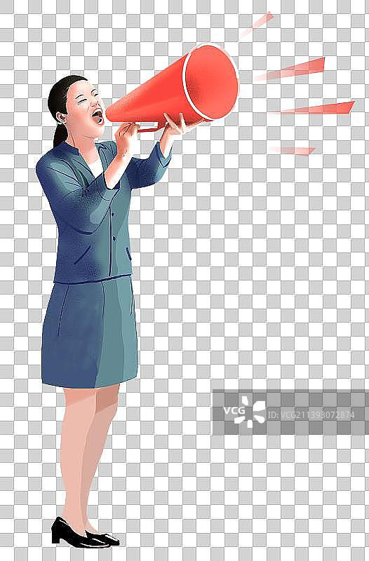 拿喇叭喊话的女老师图片素材