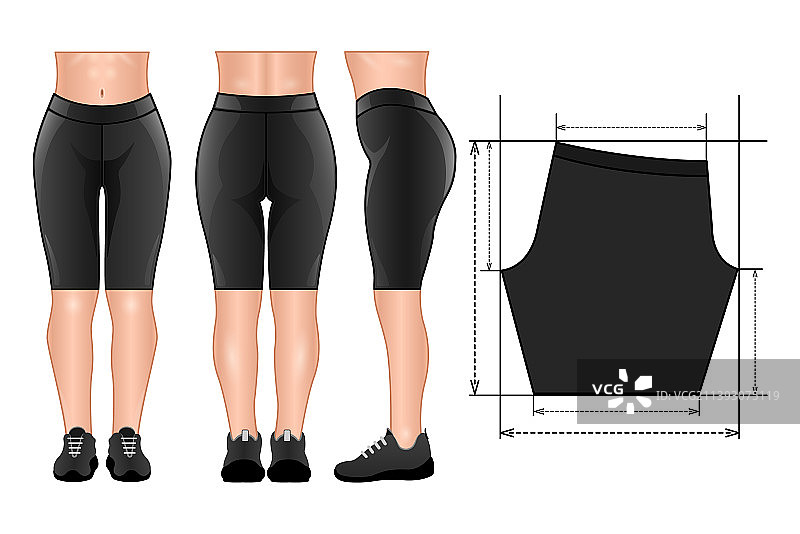 短款紧身裤样机逼真图案图片素材