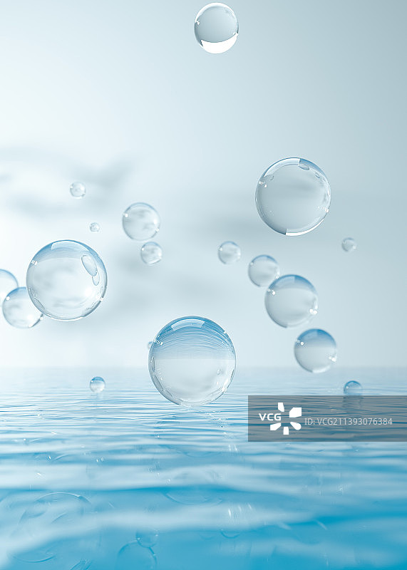 透明球和水面图片素材