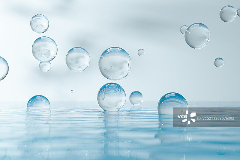 透明球和水面图片素材