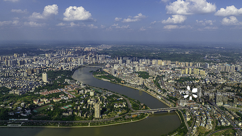 内江城市沱江河流九曲十八弯图片素材