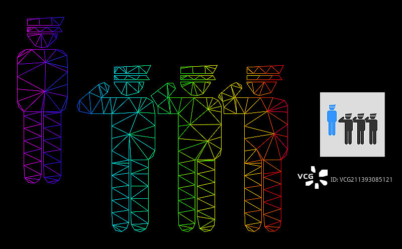 彩虹渐变多边形网络军事单位图片素材