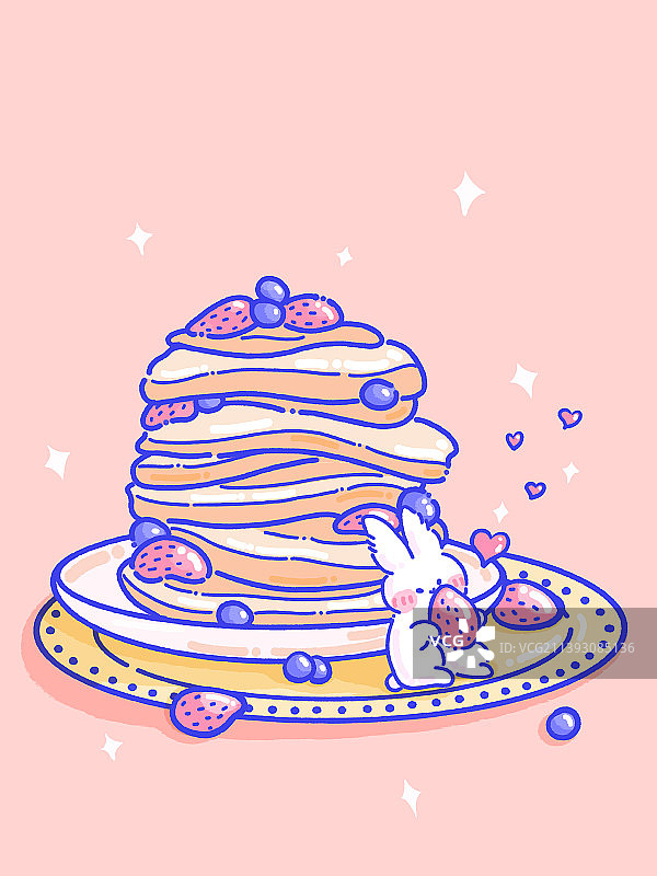 卡通可爱松饼兔子插画图片素材