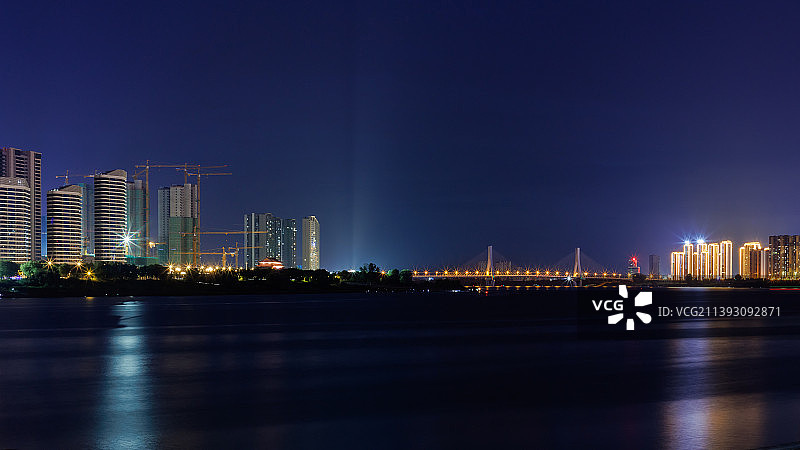 沅江桃花源大桥夜景图片素材